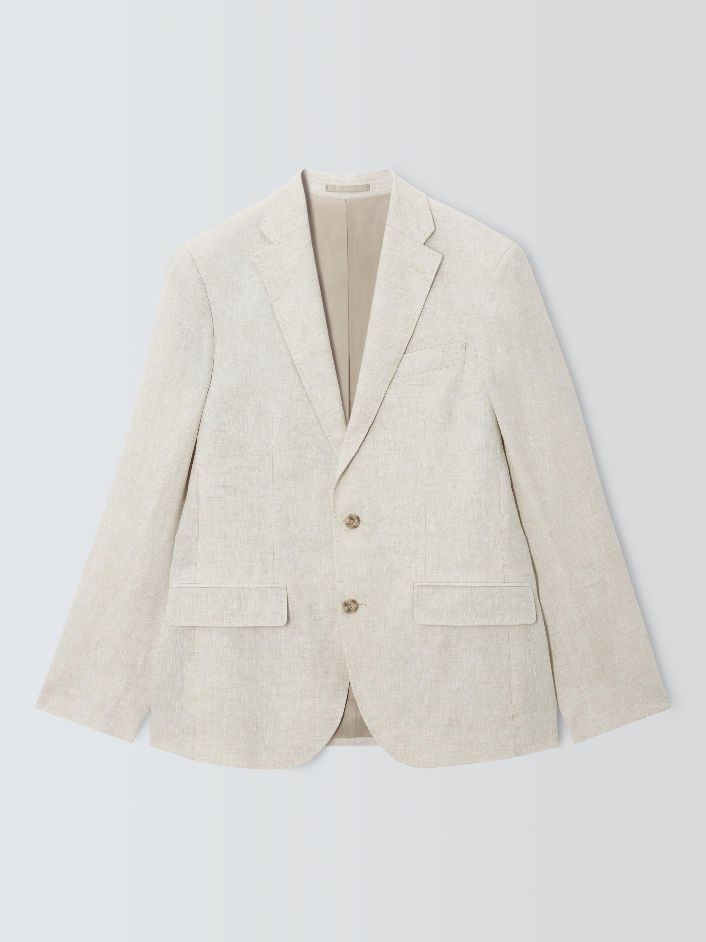 Product image 4 of 7, which shows John Lewis Single Breasted Regular Fit Linen Blazer, Stone, 36R