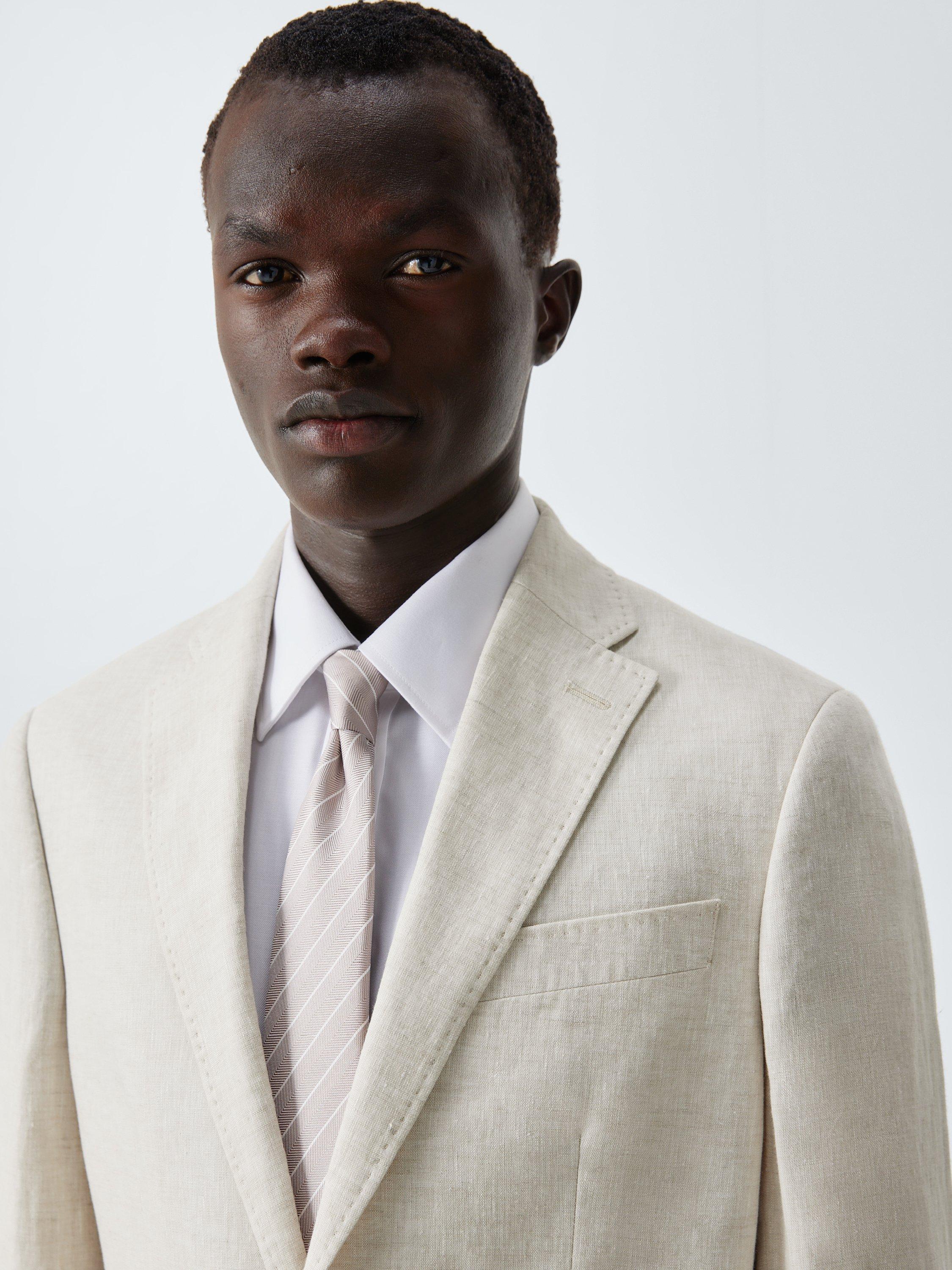 Product image 5 of 7, which shows John Lewis Single Breasted Regular Fit Linen Blazer, Stone, 36R