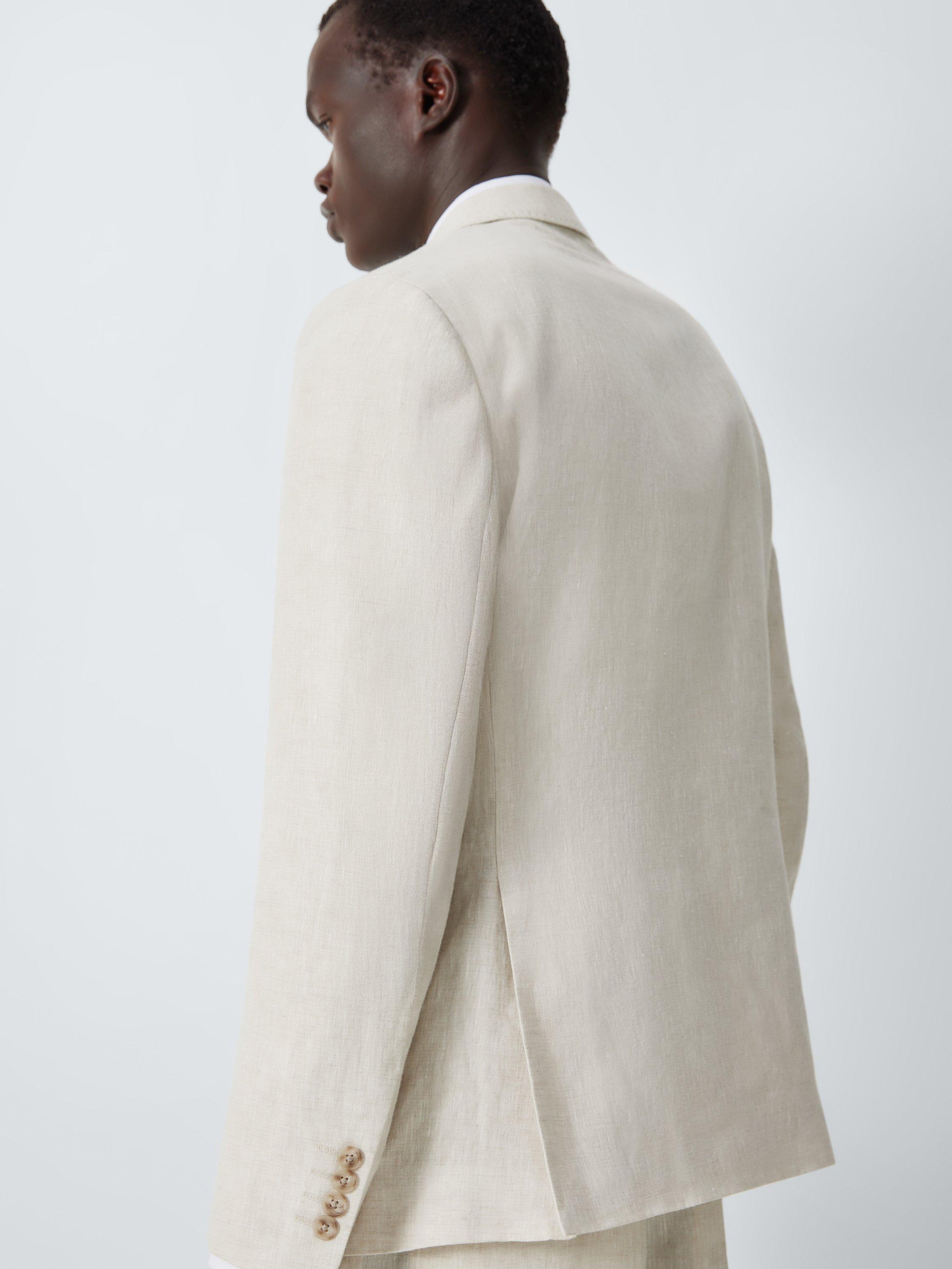 Product image 6 of 7, which shows John Lewis Single Breasted Regular Fit Linen Blazer, Stone, 36R