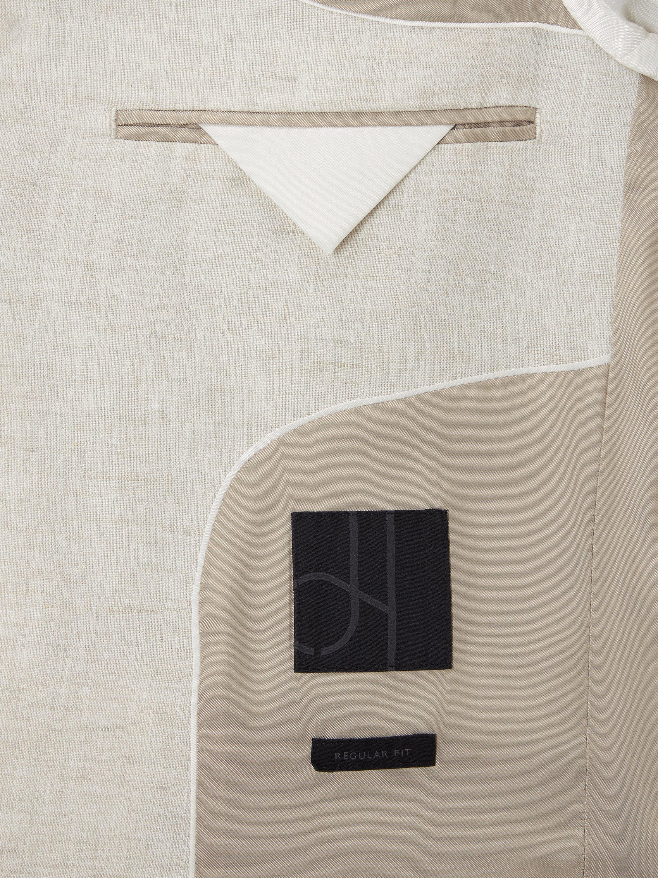 Product image 7 of 7, which shows John Lewis Single Breasted Regular Fit Linen Blazer, Stone, 36R