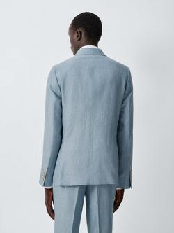 John Lewis Double Breasted Regular Fit Linen Suit Jacket, Aqua - view 2, Aqua