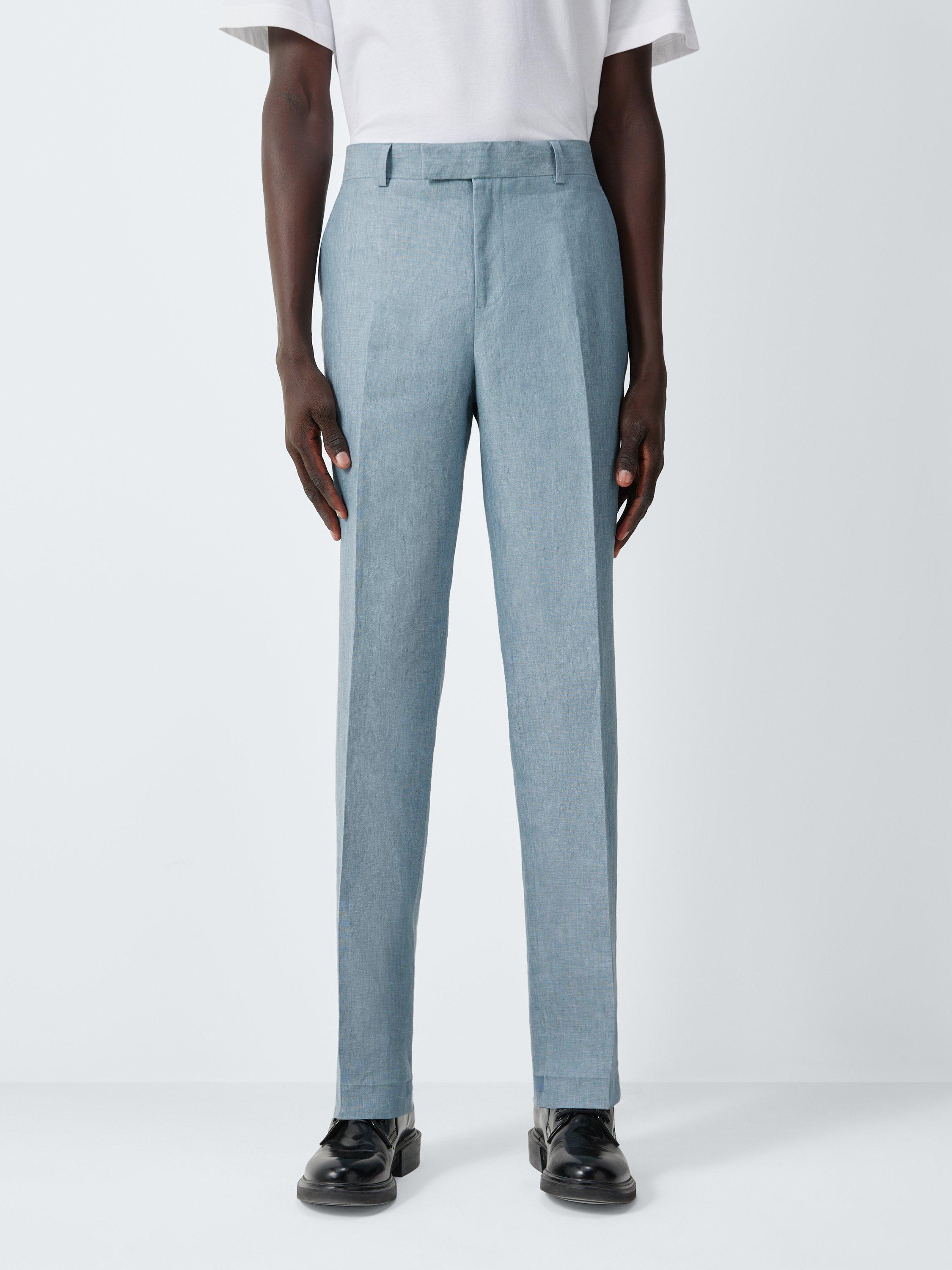 Product image 1 of 7, which shows John Lewis Linen Suit Trousers, Aqua, 34S