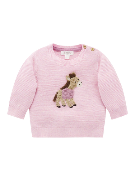 Purebaby Baby Cotton Wool Blend On The Farm Jumper, Primrose Melange, Primrose Melange