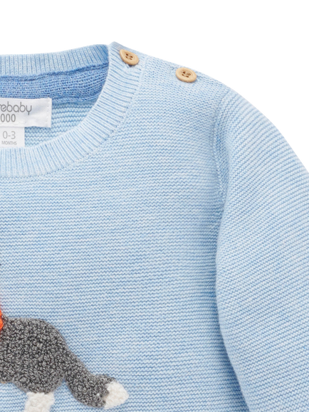 Purebaby Baby Cotton Wool Blend On The Farm Jumper, Country Air Melange - view 2, Country Air Melange