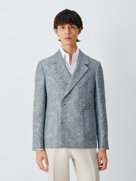 John Lewis Jacquard Texture Double Breasted Suit Jacket, Multi, Multi