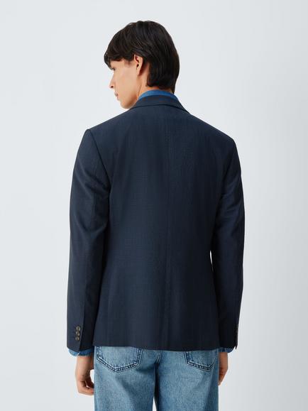 John Lewis Seersucker Wool Blend Slim Fit Blazer, Navy - view 2, Navy
