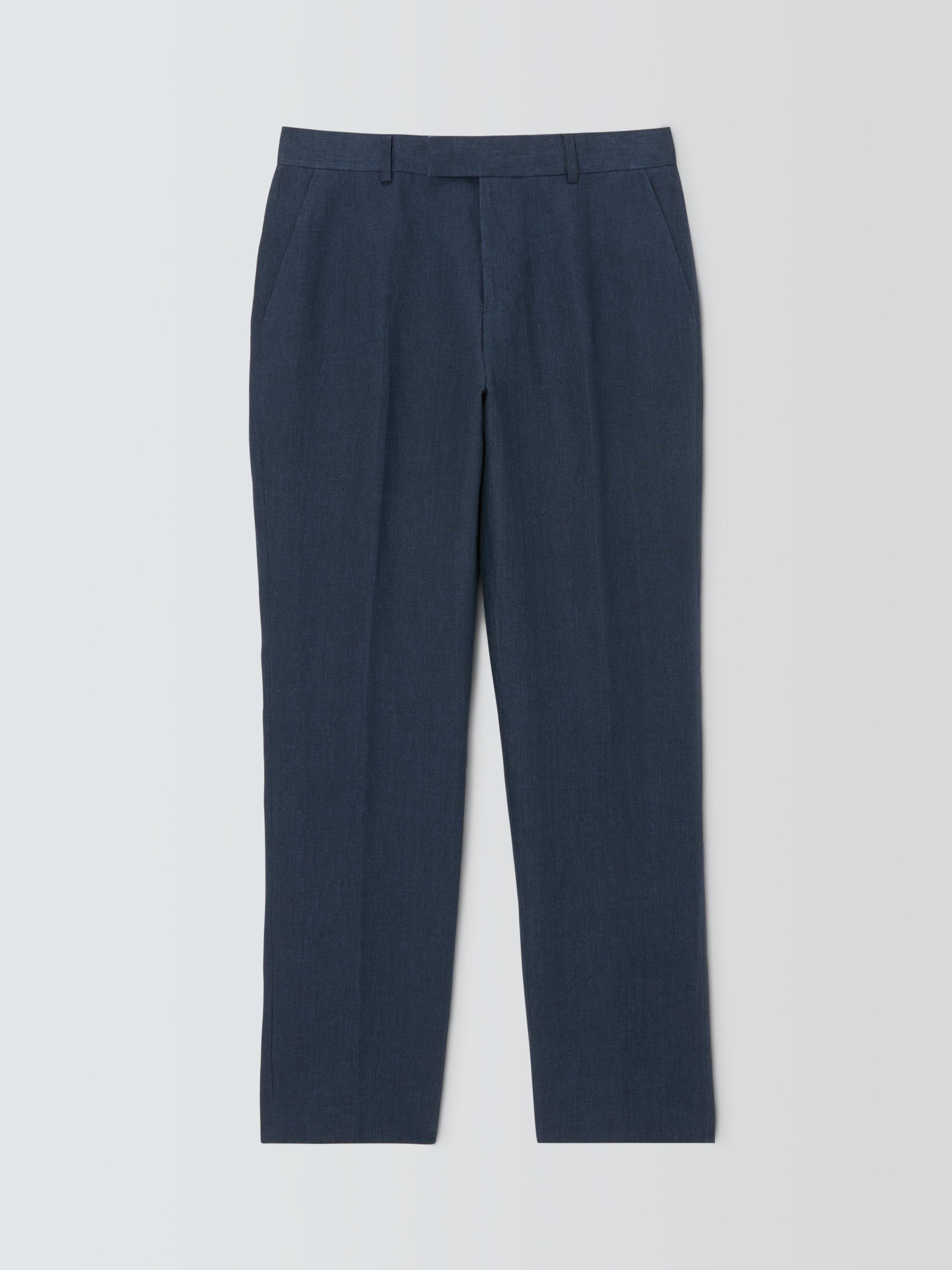 Product image 4 of 7, which shows John Lewis Regular Fit Linen Suit Trousers, Navy, 30R