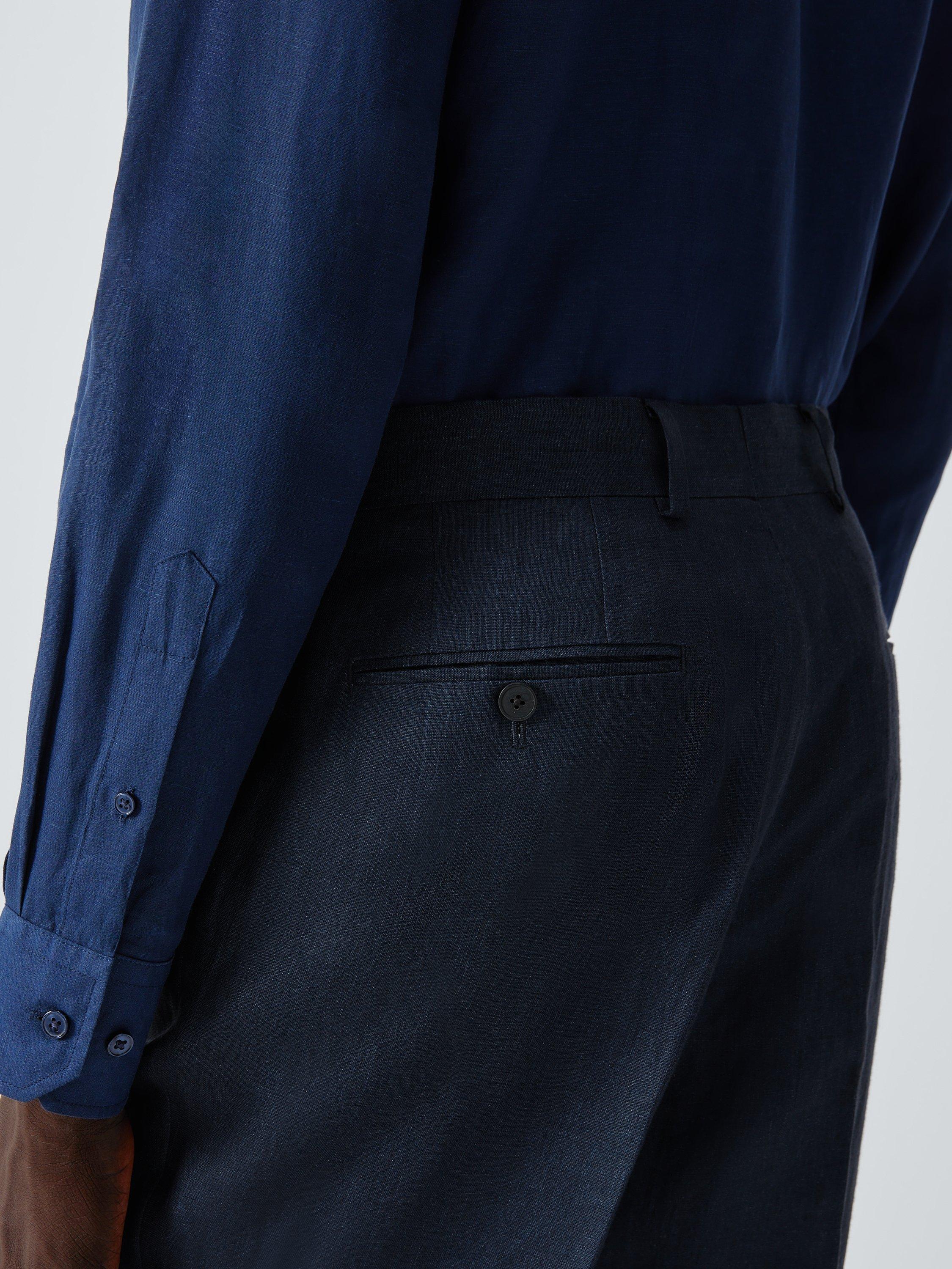 Product image 6 of 7, which shows John Lewis Regular Fit Linen Suit Trousers, Navy, 30R