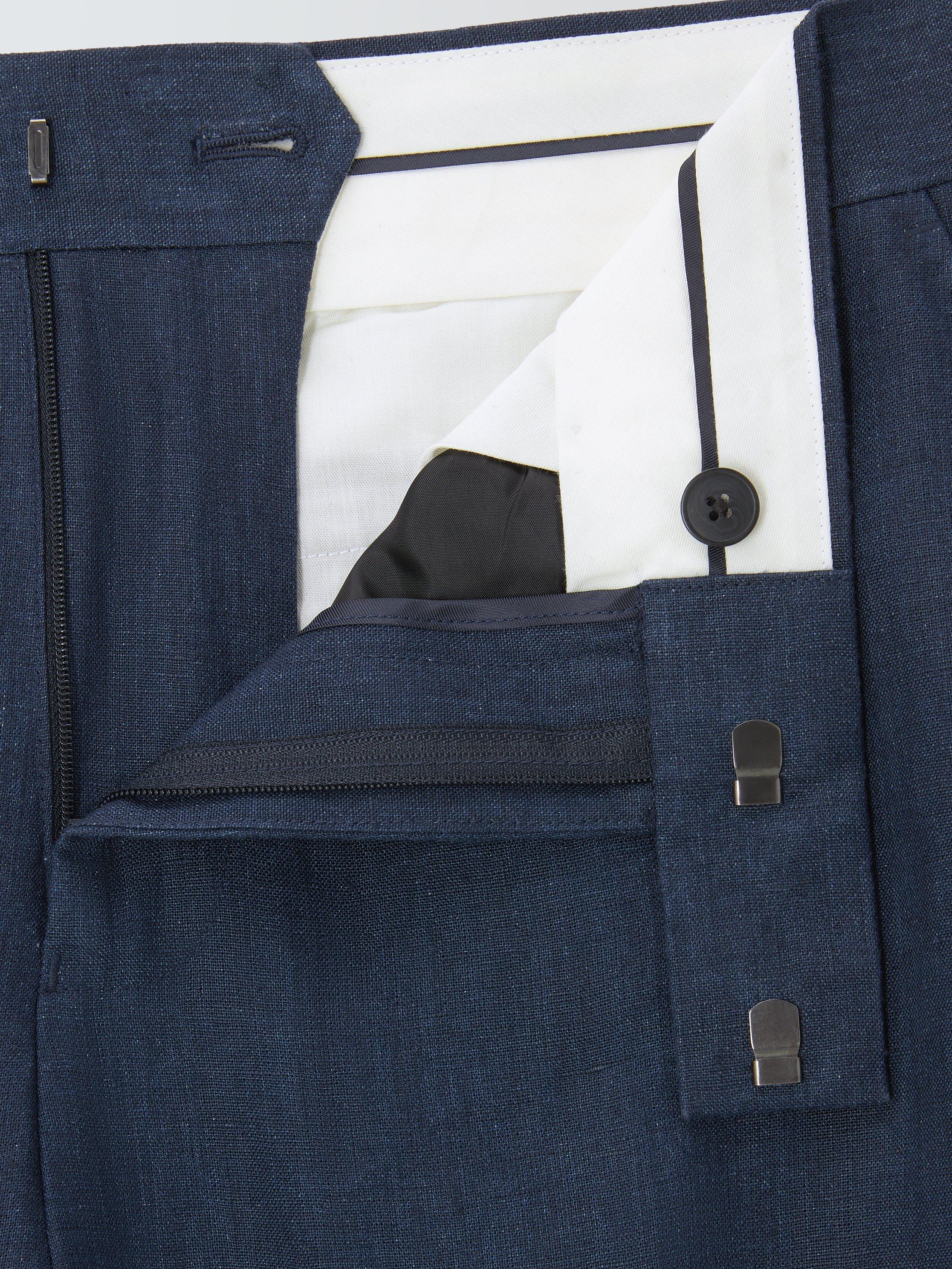 Product image 7 of 7, which shows John Lewis Regular Fit Linen Suit Trousers, Navy, 30R