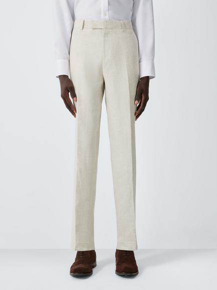 John Lewis Regular Fit Linen Suit Trousers, Stone