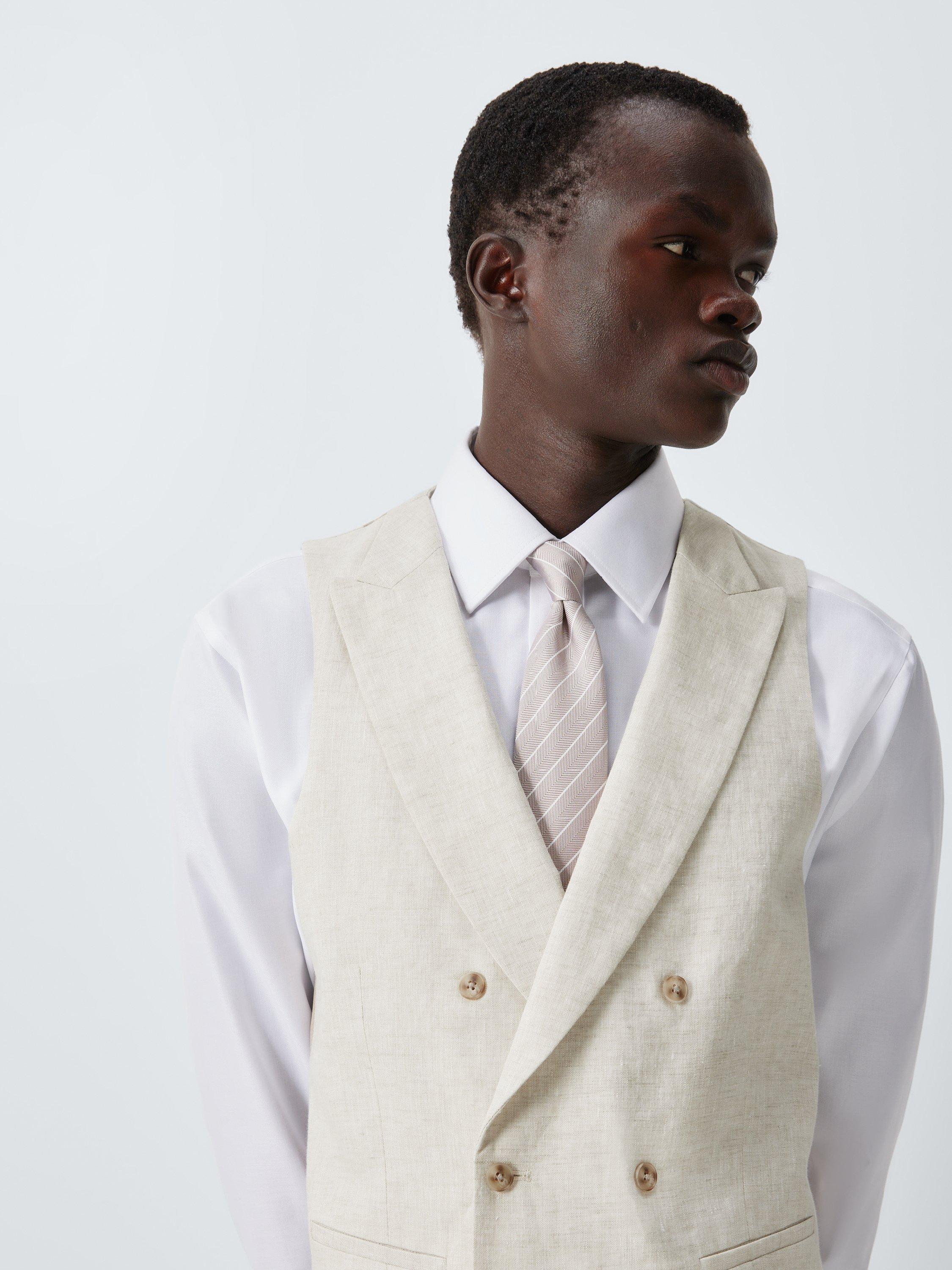 Product image 5 of 6, which shows John Lewis Double Breasted Linen Waistcoat, Stone, 36R