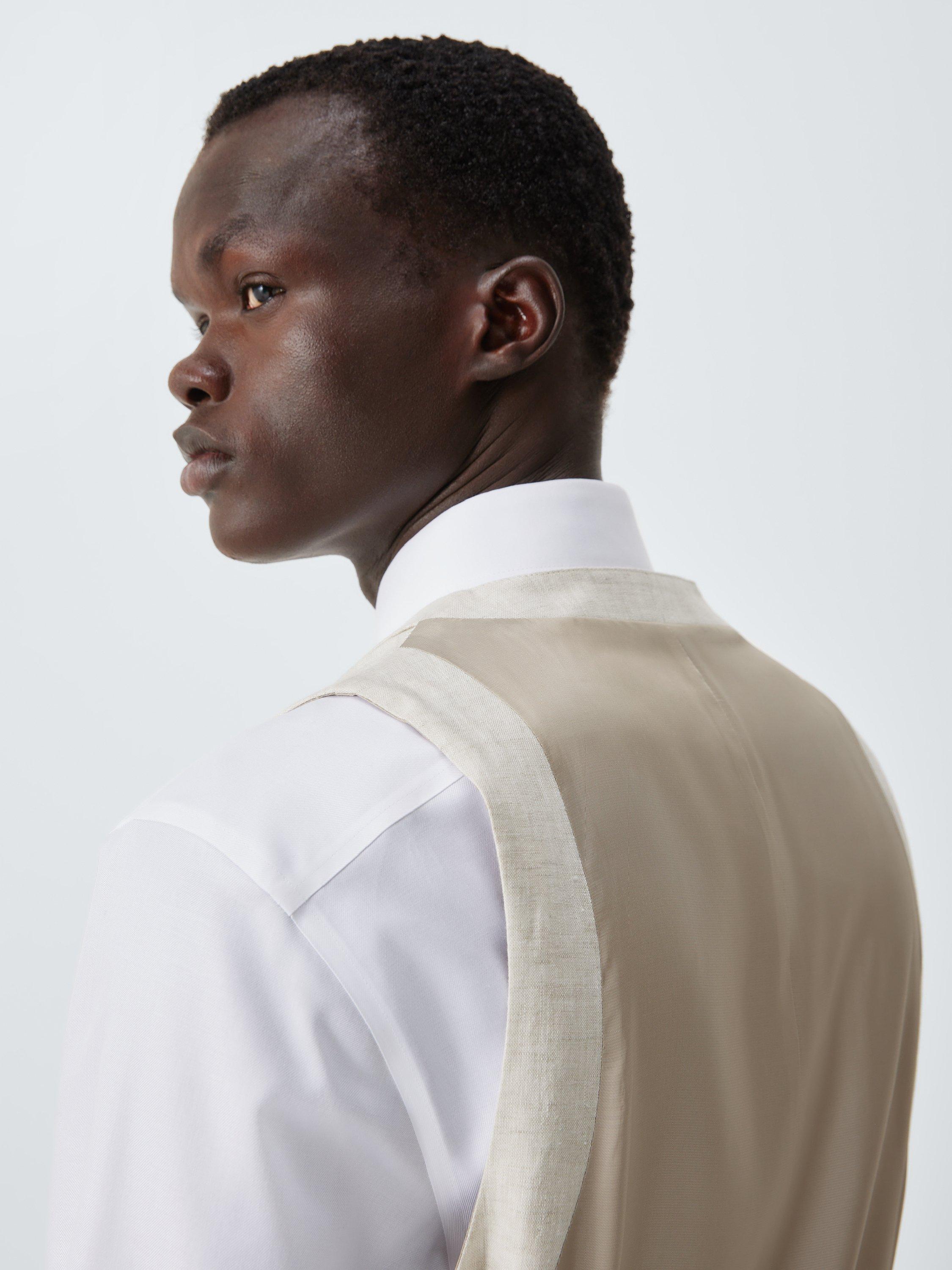 Product image 6 of 6, which shows John Lewis Double Breasted Linen Waistcoat, Stone, 36R