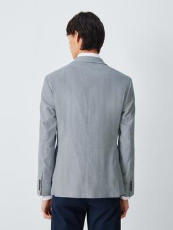 John Lewis Micro Stripe Cotton Blend Regular Fit Blazer, Blue/White - view 2, Blue And White