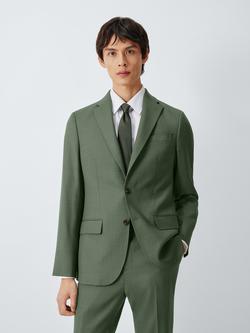 John Lewis Super 100's Birdseye Wool Regular Suit Blazer, Mid Green