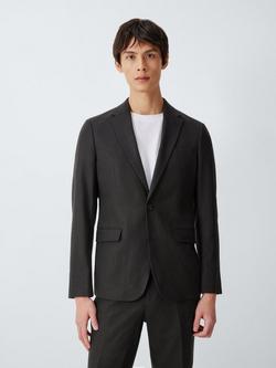 John Lewis Single Breasted Slim Fit Linen Blend Suit Jacket, Black