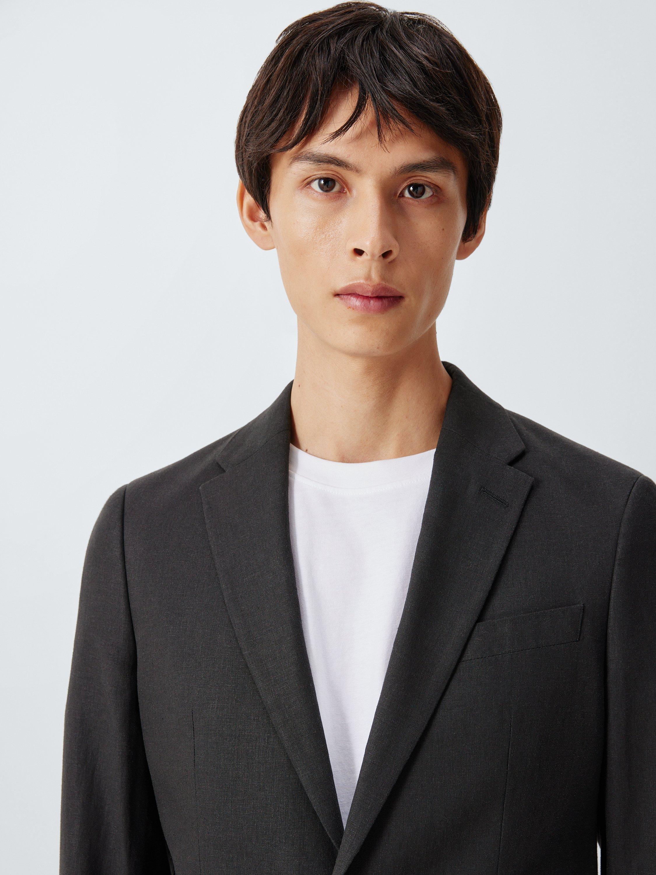 Product image 6 of 7, which shows John Lewis Slim Fit Linen Blend Suit Jacket, Black, 36S