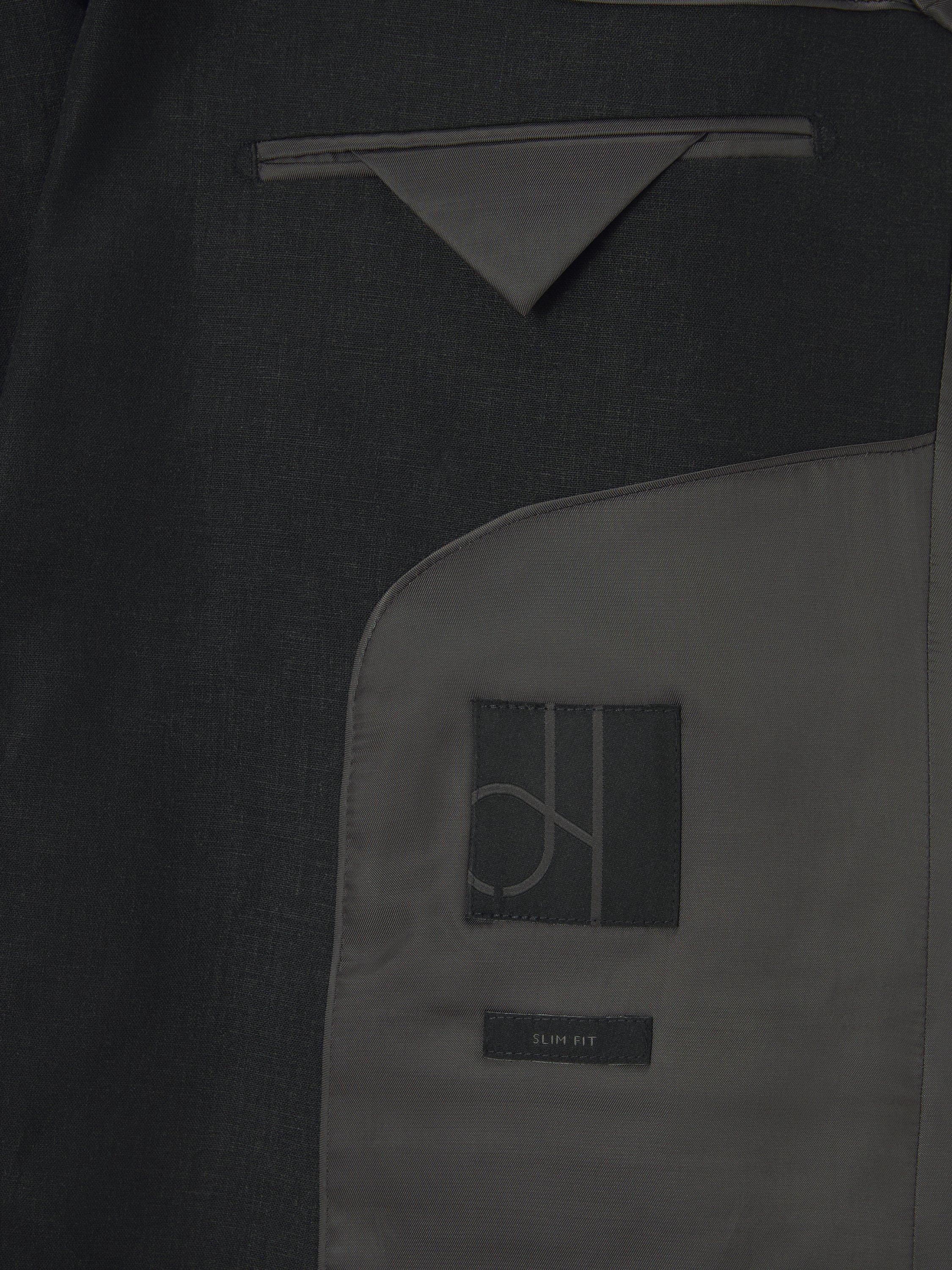 Product image 7 of 7, which shows John Lewis Slim Fit Linen Blend Suit Jacket, Black, 36S