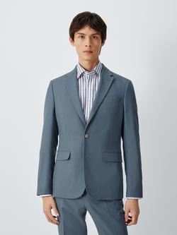 John Lewis Single Breasted Slim Fit Linen Blend Suit Jacket, Blue