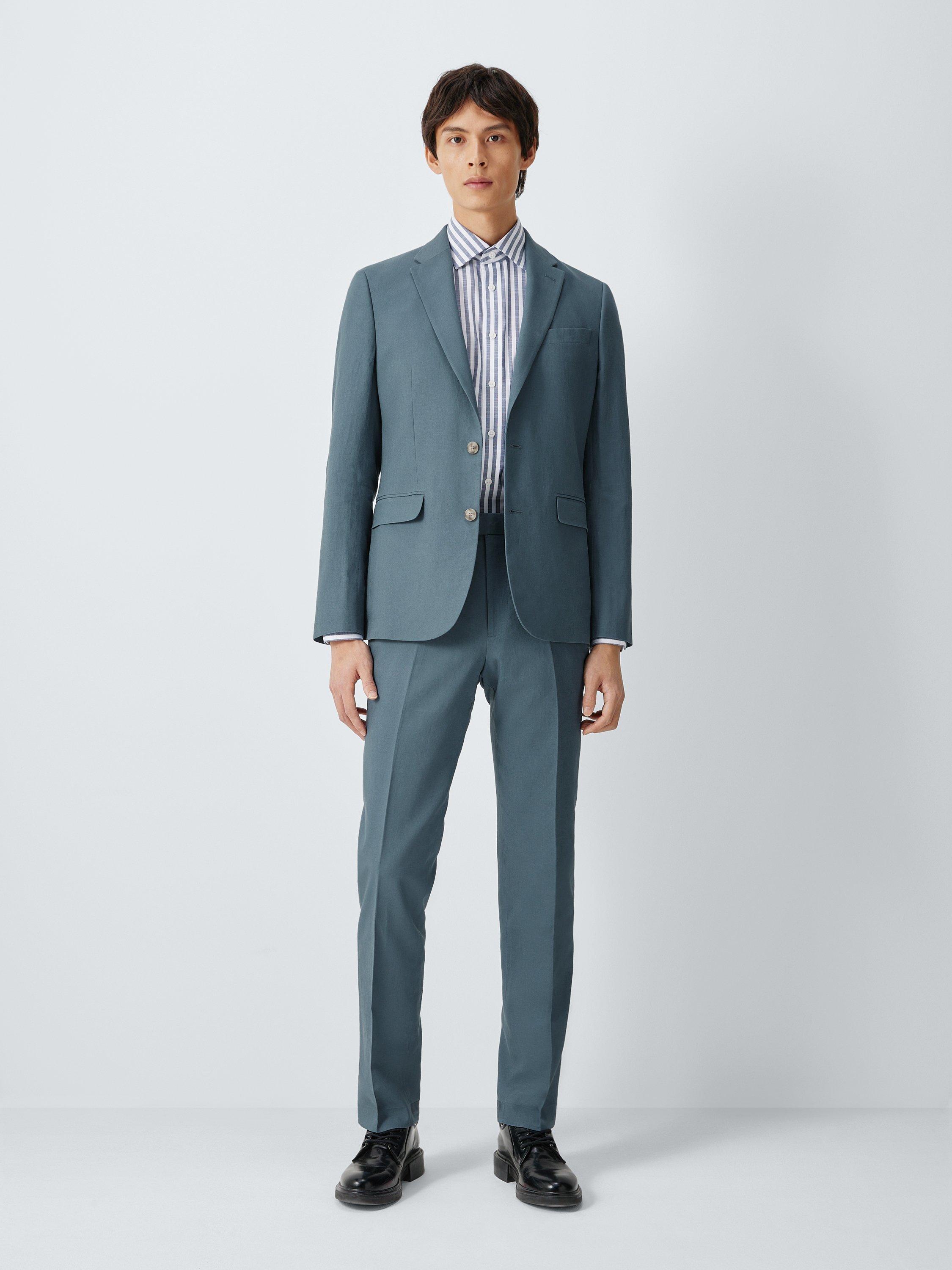 Product image 3 of 7, which shows John Lewis Single Breasted Slim Fit Linen Blend Suit Jacket, Blue, 36S