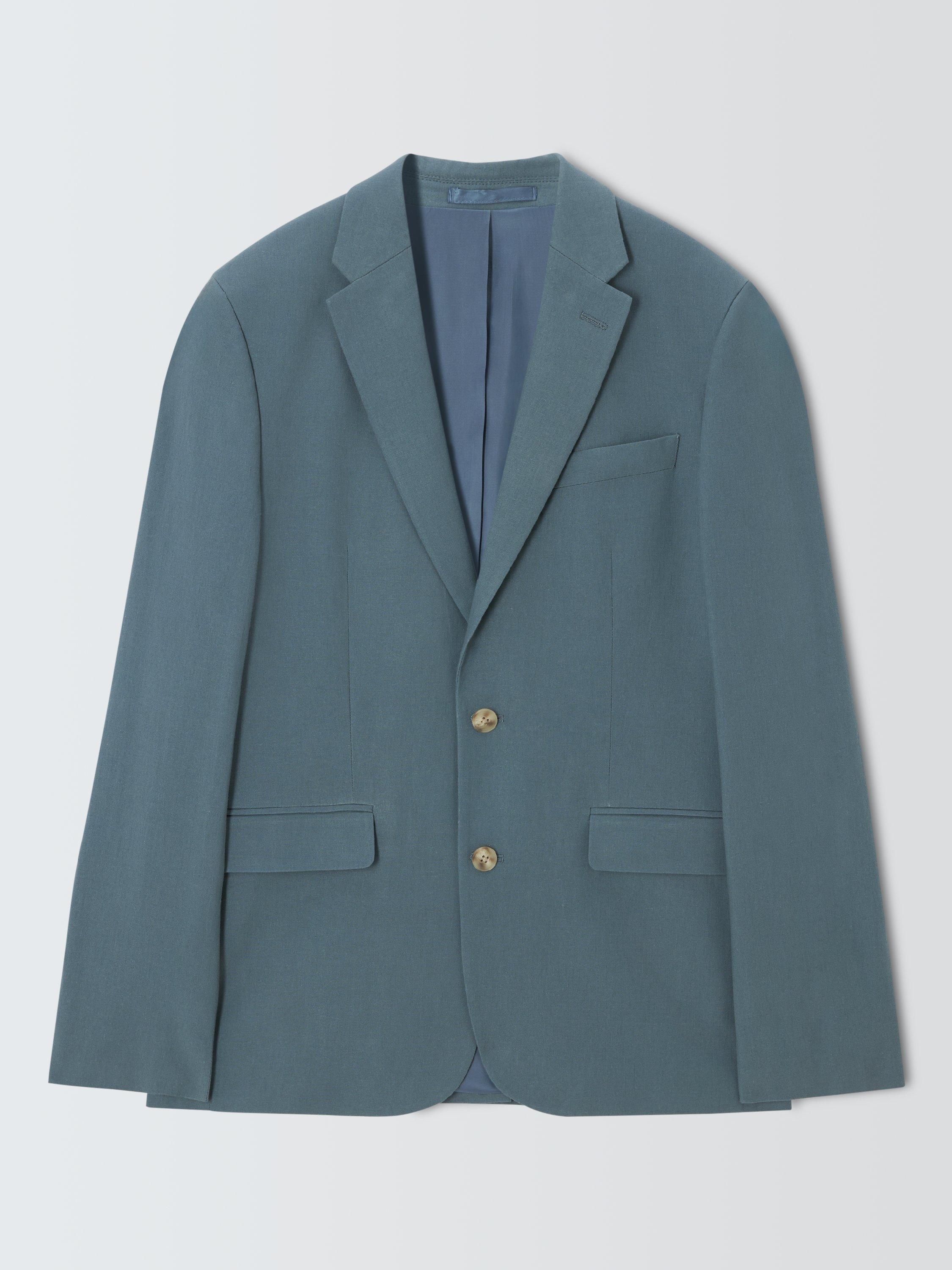 Product image 4 of 7, which shows John Lewis Single Breasted Slim Fit Linen Blend Suit Jacket, Blue, 36S