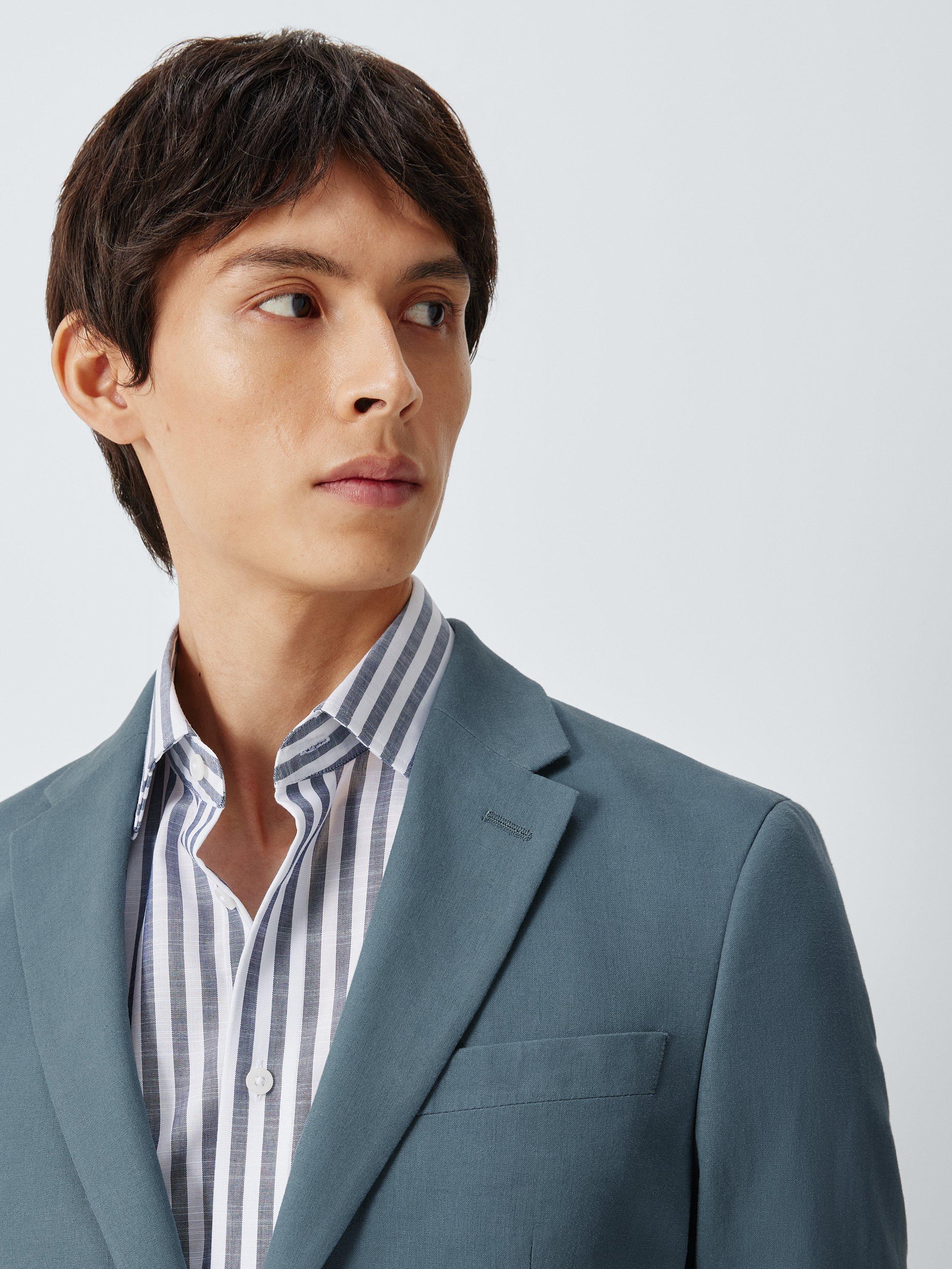 Product image 5 of 7, which shows John Lewis Single Breasted Slim Fit Linen Blend Suit Jacket, Blue, 36S