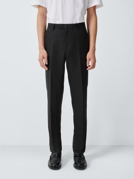 John Lewis Linen Viscose Slim Fit Suit Trousers, Black