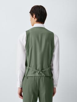 John Lewis Super 100's Birdseye Wool Suit Waistcoat - view 2, Mid Green