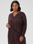 KAFFE Curve Bella Floral Top, Fudge/Black