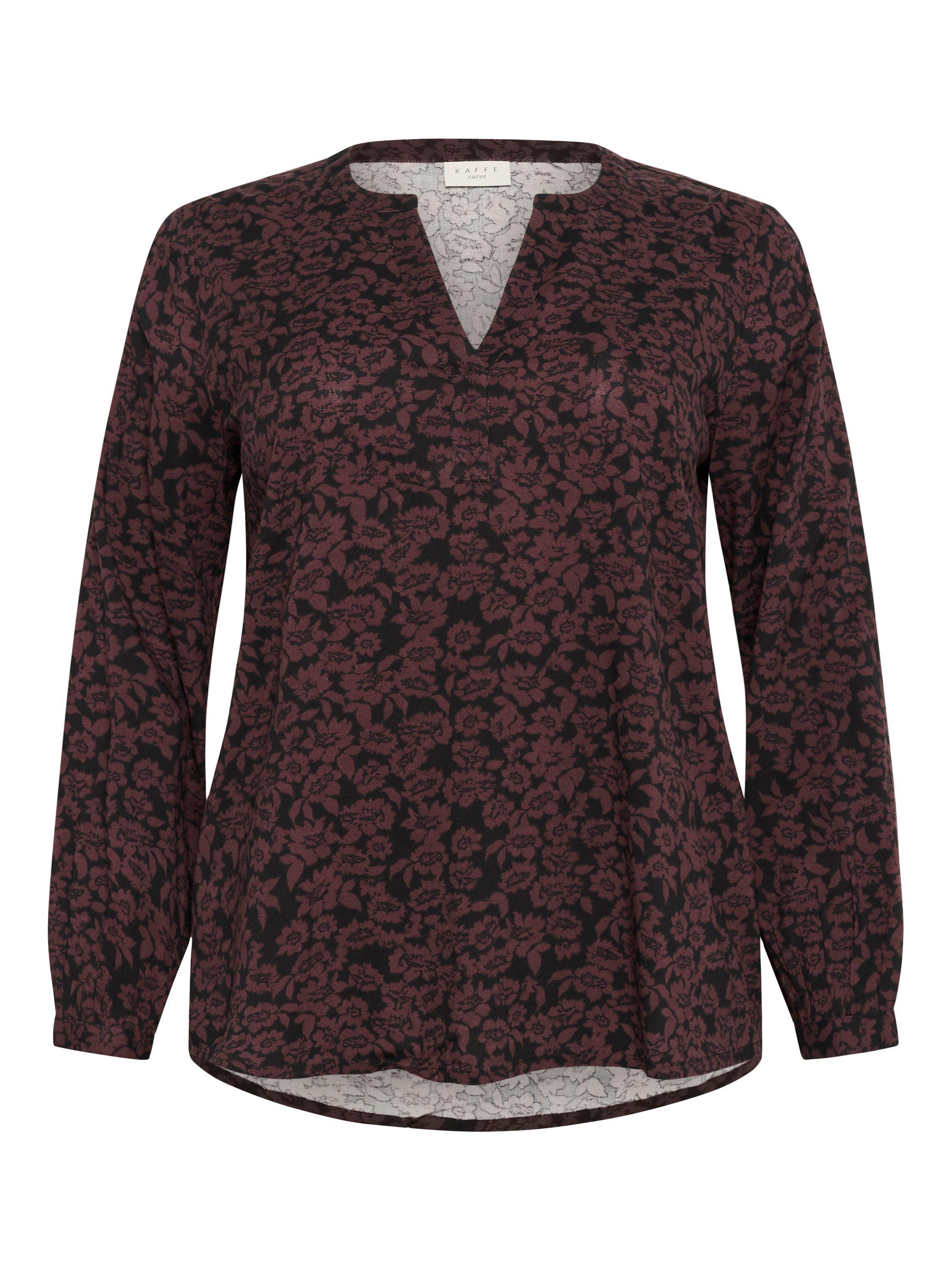 Product image 5 of 6, which shows KAFFE Curve Bella Floral Top, Fudge/Black, 18