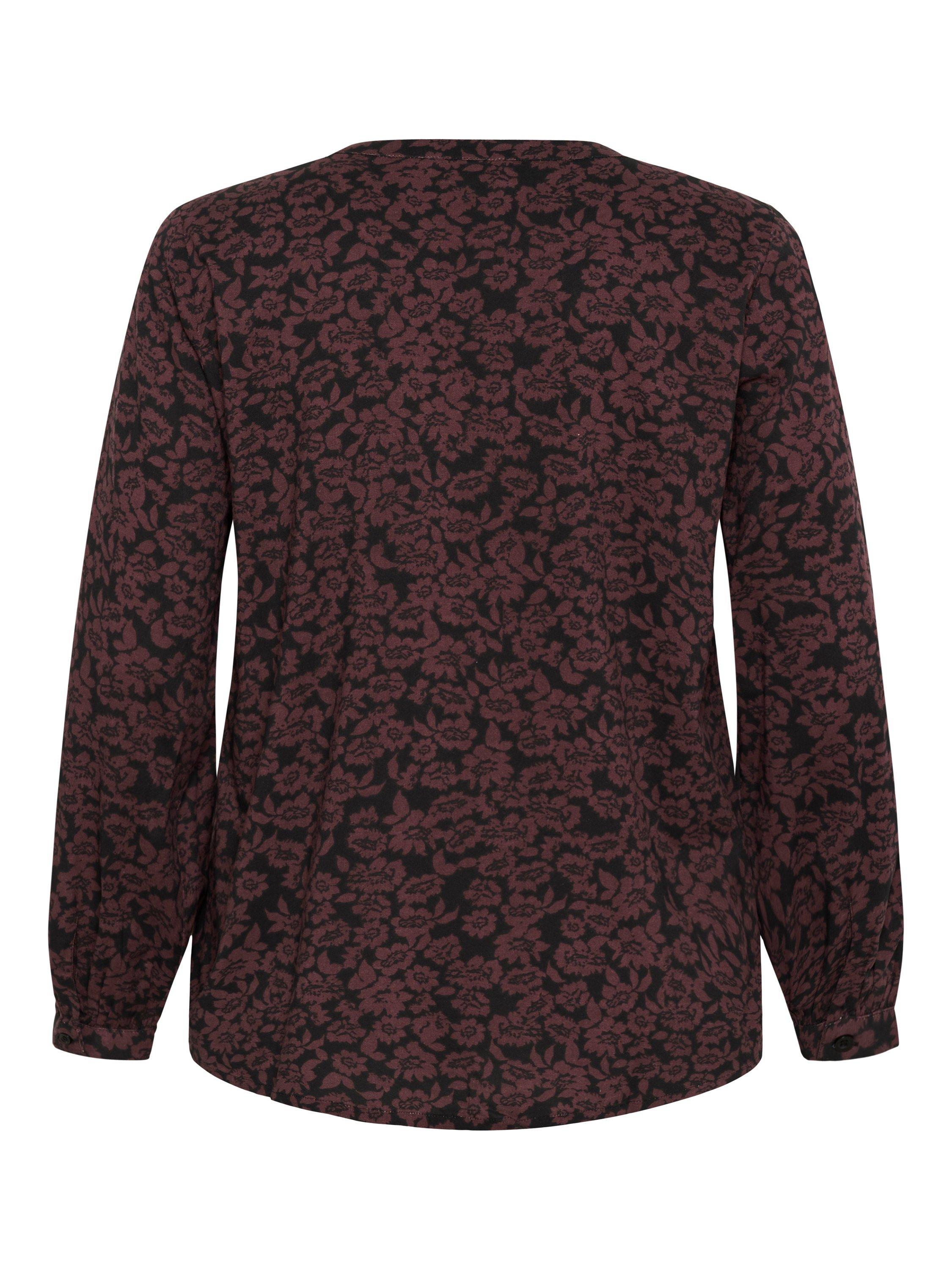 Product image 6 of 6, which shows KAFFE Curve Bella Floral Top, Fudge/Black, 18