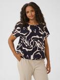 KAFFE Curve Maren Abstract Top, Black/Multi
