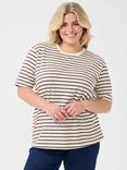 KAFFE Curve Winni Stripe T-Shirt, White/Brown