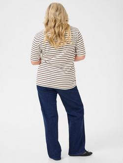 KAFFE Curve Winni Stripe T-Shirt, White/Brown - view 2, White/Brown