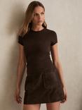 Reiss Jolie Cotton Crew Neck T-Shirt, Mid Brown