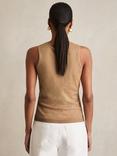 Reiss Sia Sleeveless Metallic Twisted V-Neck Top, Gold