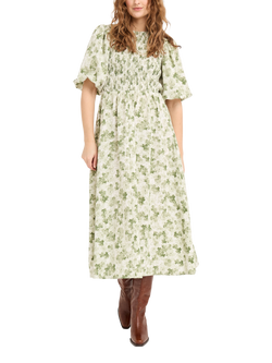 A-VIEW Tabita Floral Short Sleeve Midi Dress, Green/Multi