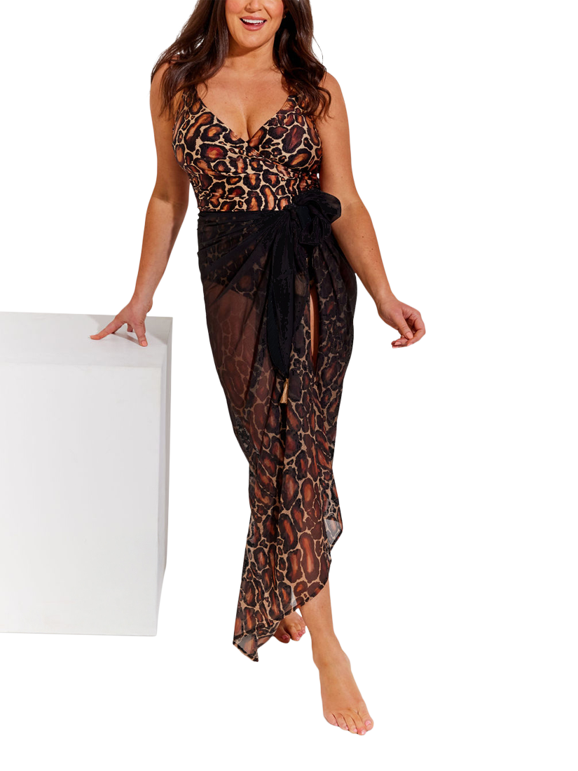 Product image 1 of 4, which shows Seaspray Serengeti Pareo, Brown, One Size