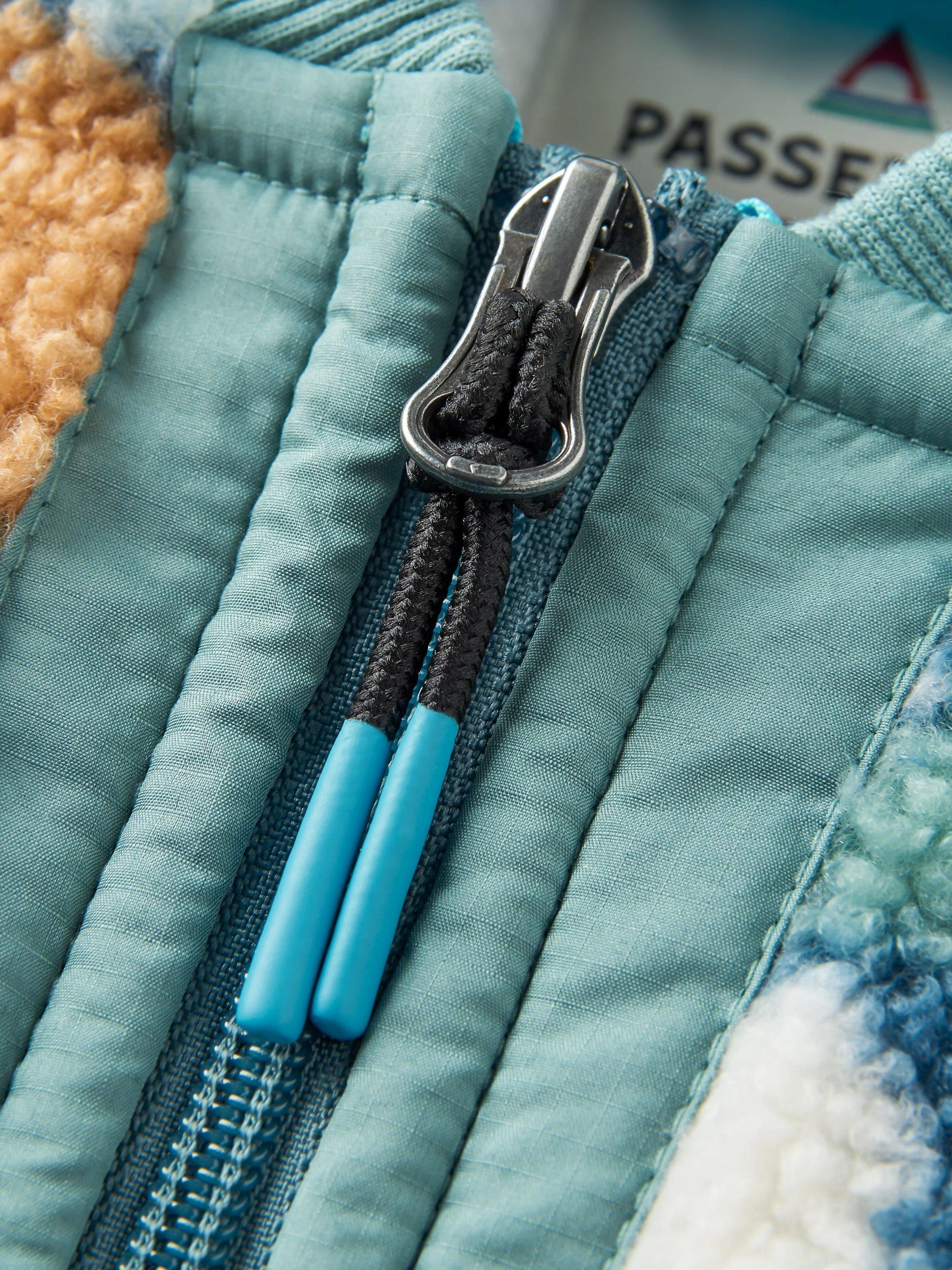 Product image 3 of 5, which shows Passenger Lucia Floral Zip Fleece, Vintage Floral Aqua, XS