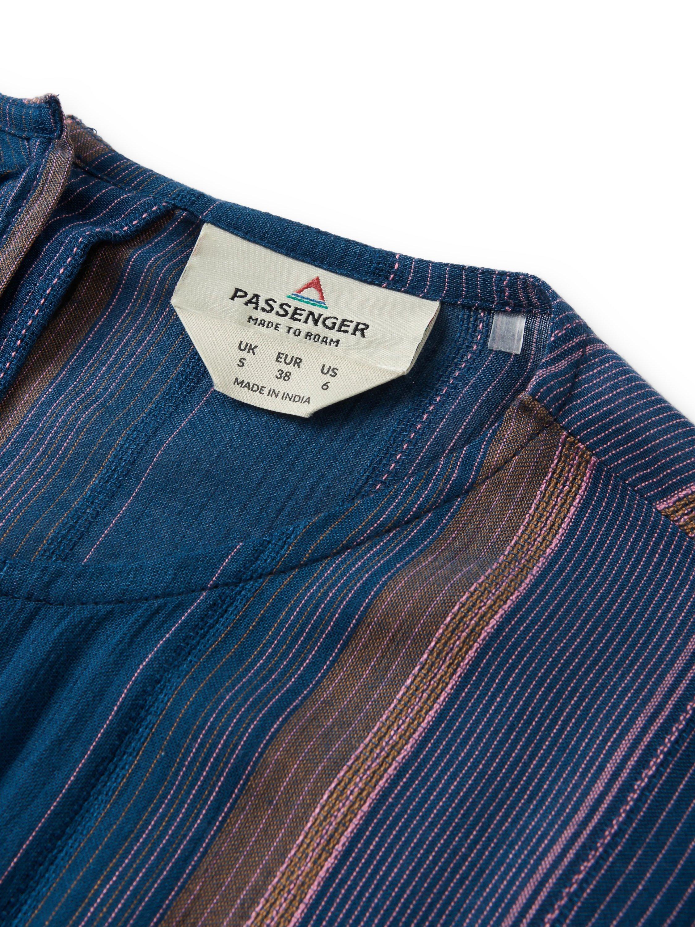 Product image 3 of 5, which shows Passenger Clarity Short Skort Dress, Denim Multi Stripe, XS