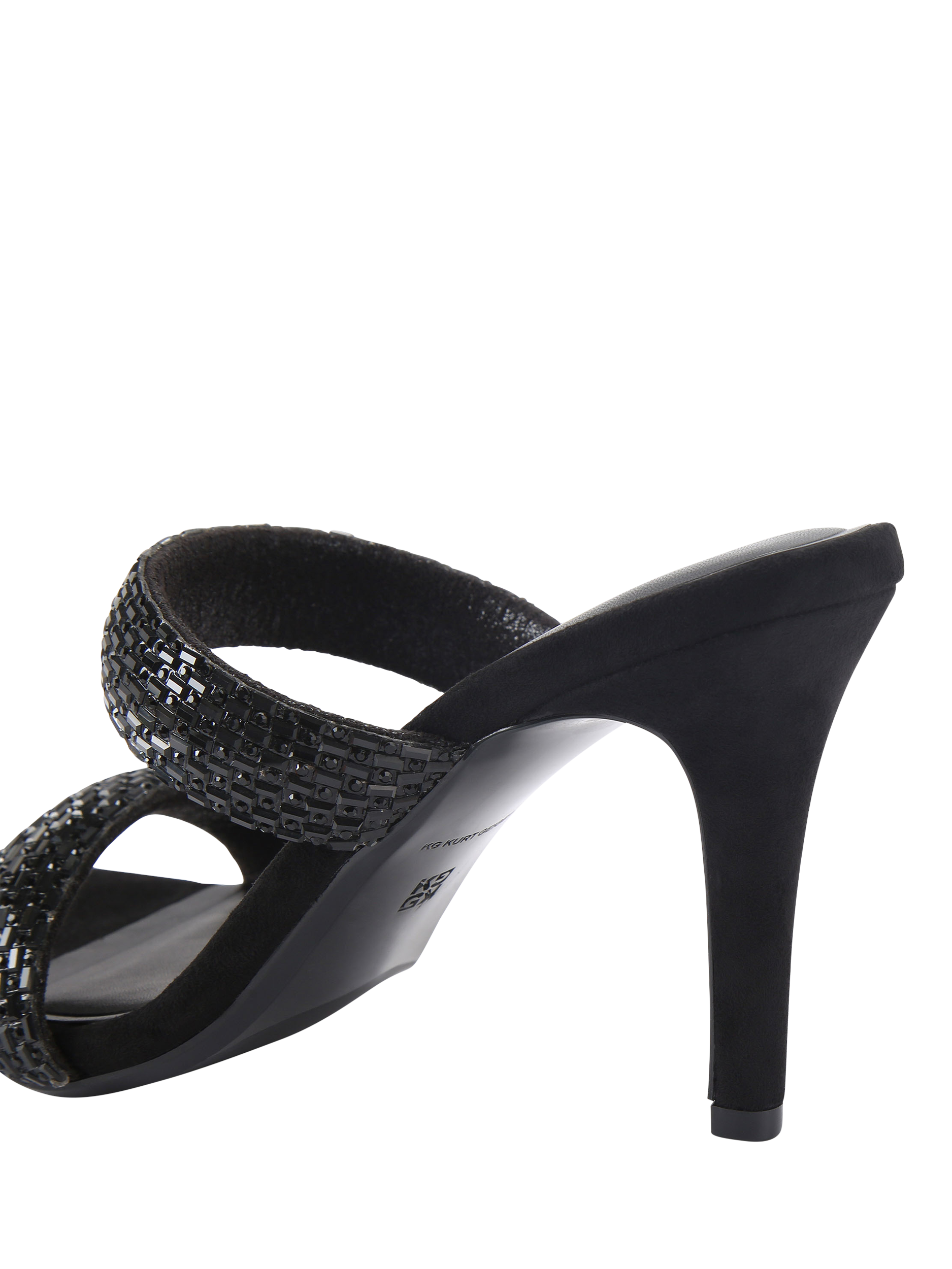 Product image 3 of 4, which shows Kurt Geiger London Fleur Heeled Mules, Black, 3