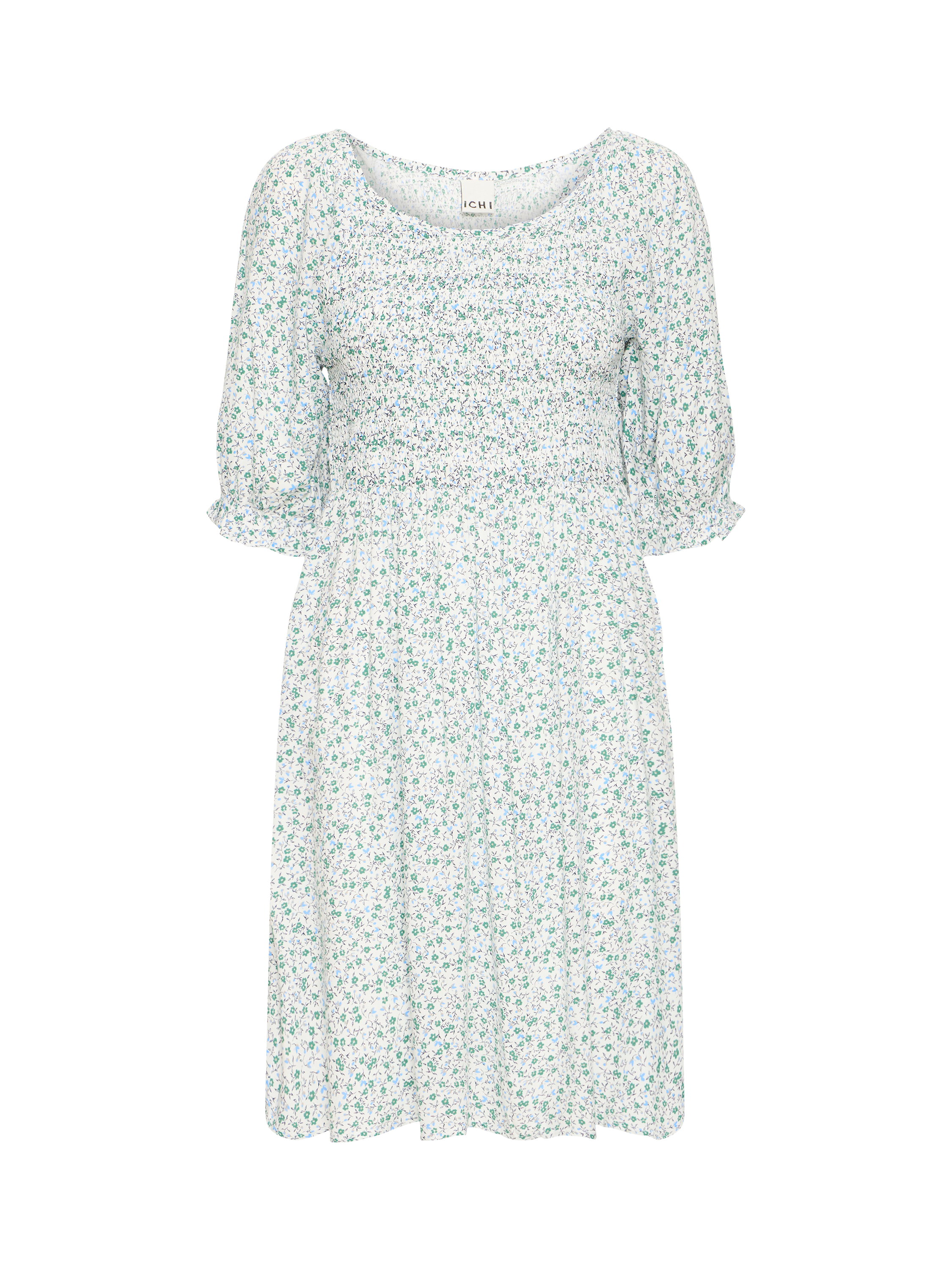 Product image 1 of 3, which shows ICHI Vera Floral Dress, Green/Multi, 8