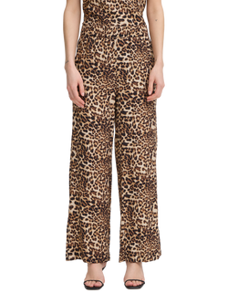ICHI Anisse Leopard Print Trousers, Sandshell/Brown, Sandshell/Brown