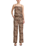 ICHI Anisse Leopard Print Trousers, Sandshell/Brown