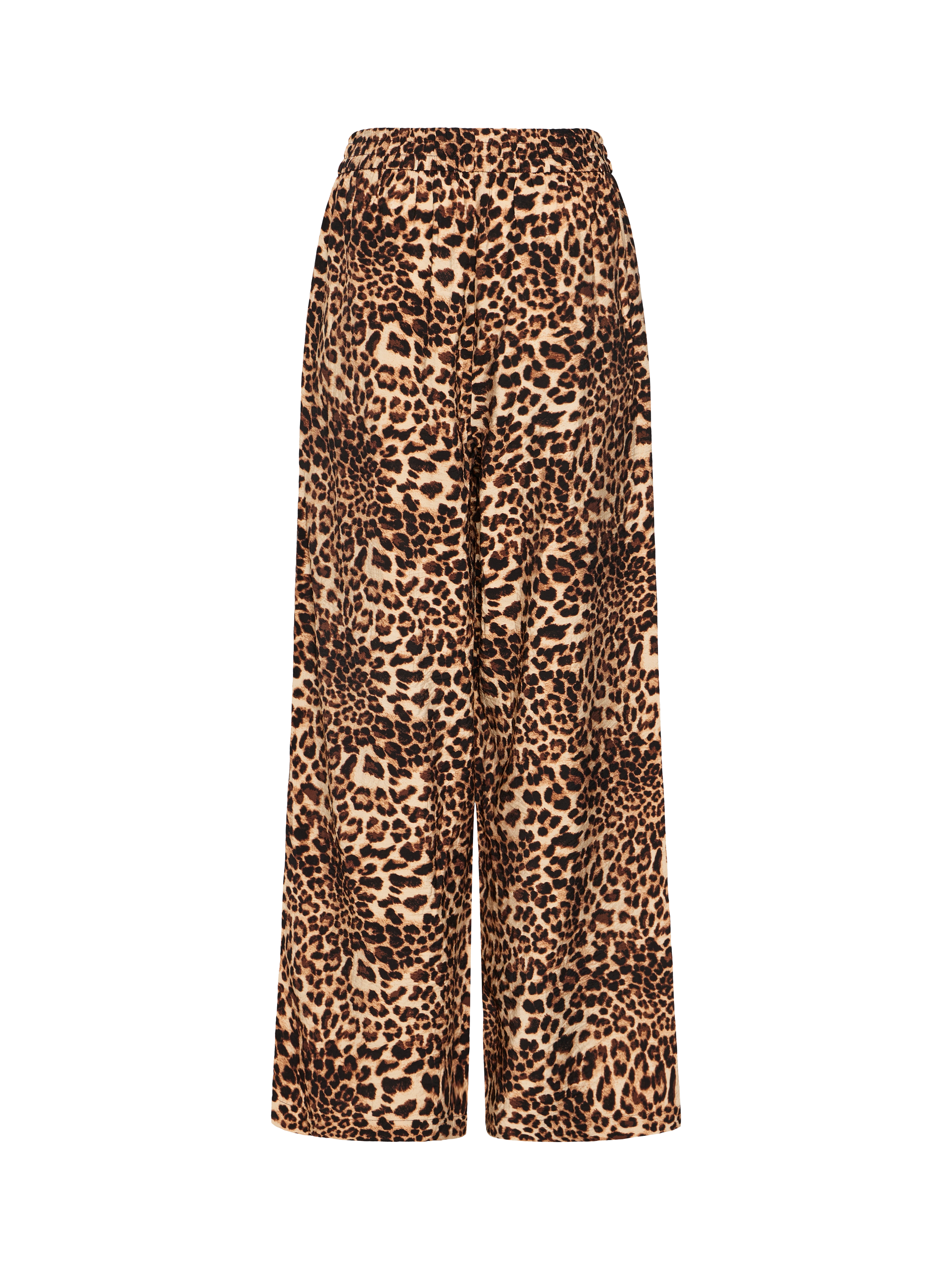 Product image 5 of 6, which shows ICHI Anisse Leopard Print Trousers, Sandshell/Brown, 8