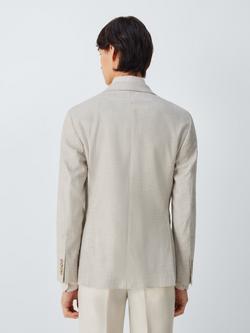 John Lewis Cotton Blend Check Slim Fit Suit Jacket with Linen, Ecru - view 2, Ecru