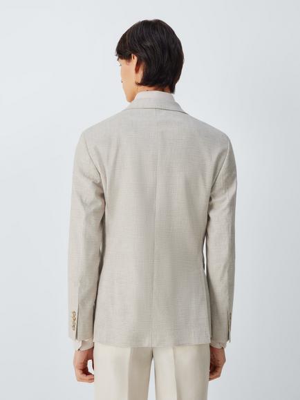 John Lewis Cotton Blend Check Slim Fit Suit Jacket with Linen, Ecru - view 2, Ecru