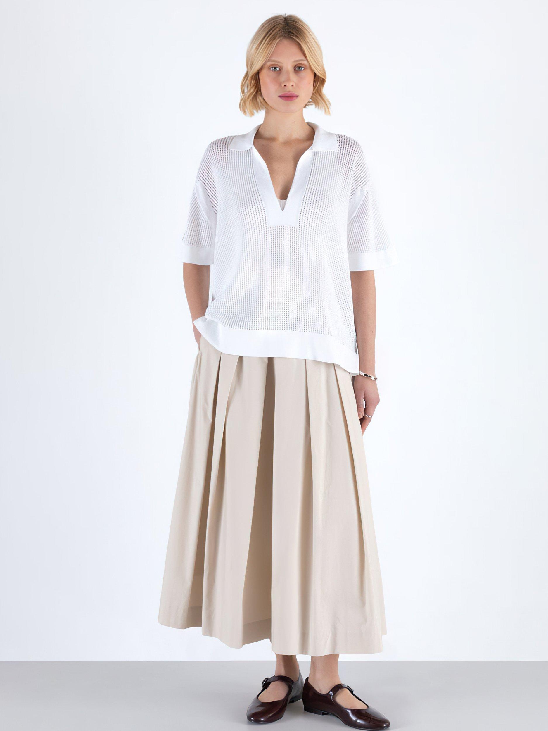 Product image 3 of 5, which shows John Smedley Zarah Notch Neck Knit Top, White, XS