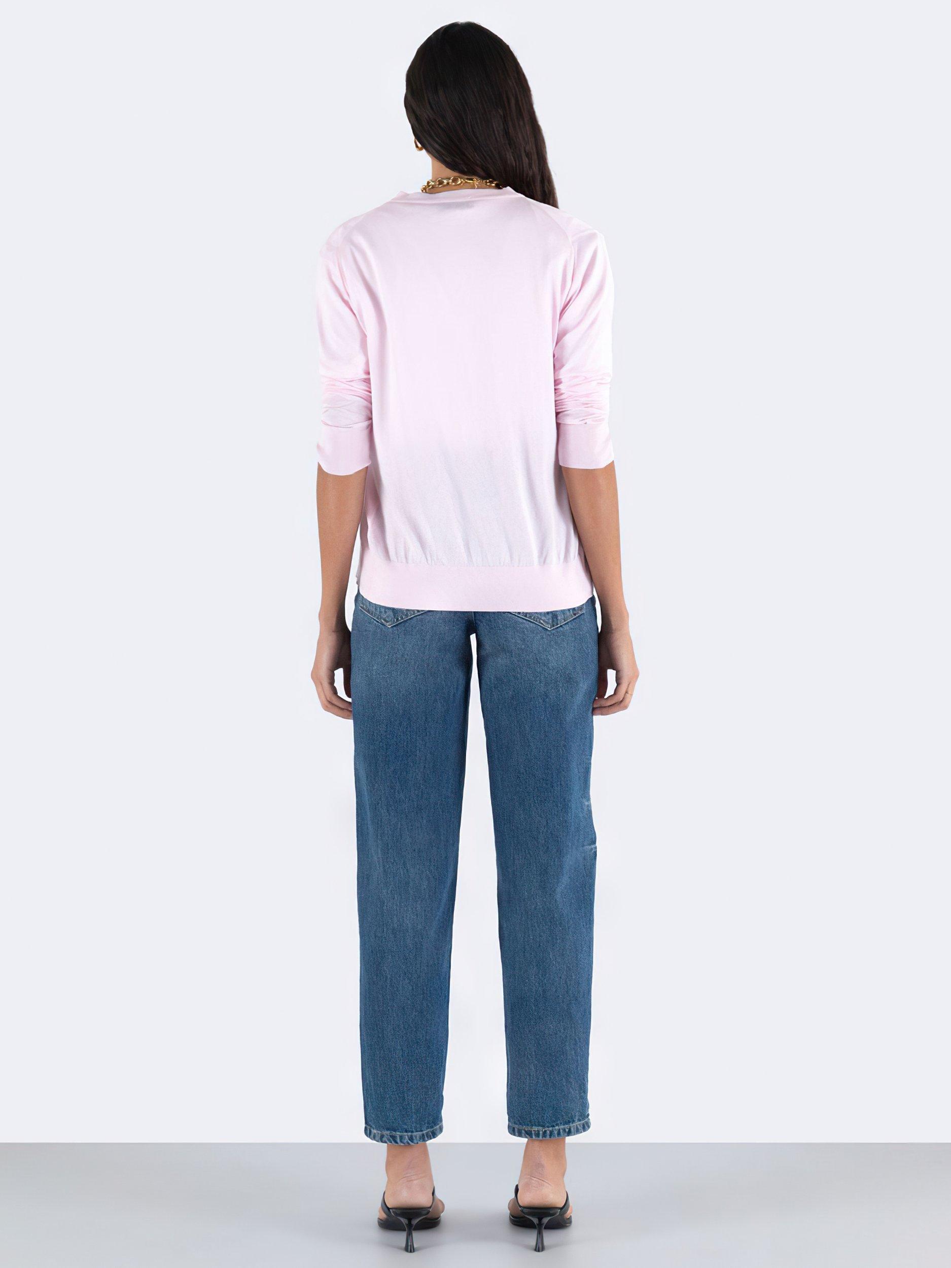 Product image 2 of 5, which shows John Smedley Yasmin Cardigan, Soft Pink, L