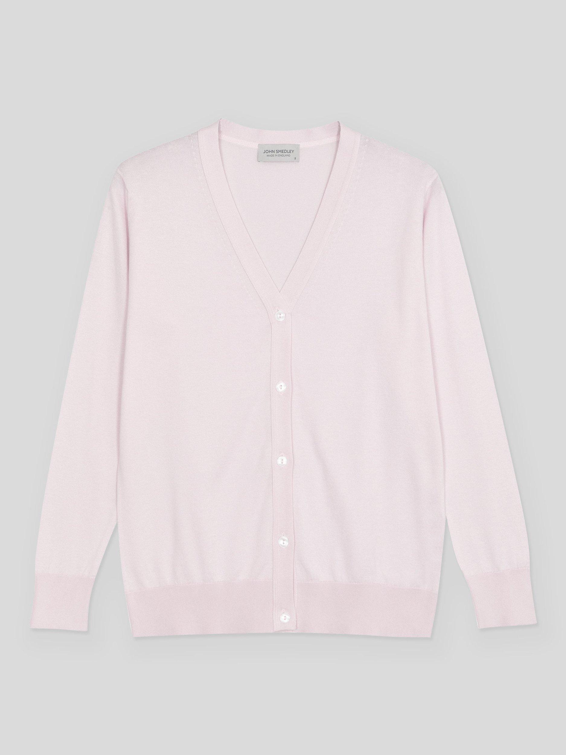 Product image 4 of 5, which shows John Smedley Yasmin Cardigan, Soft Pink, L