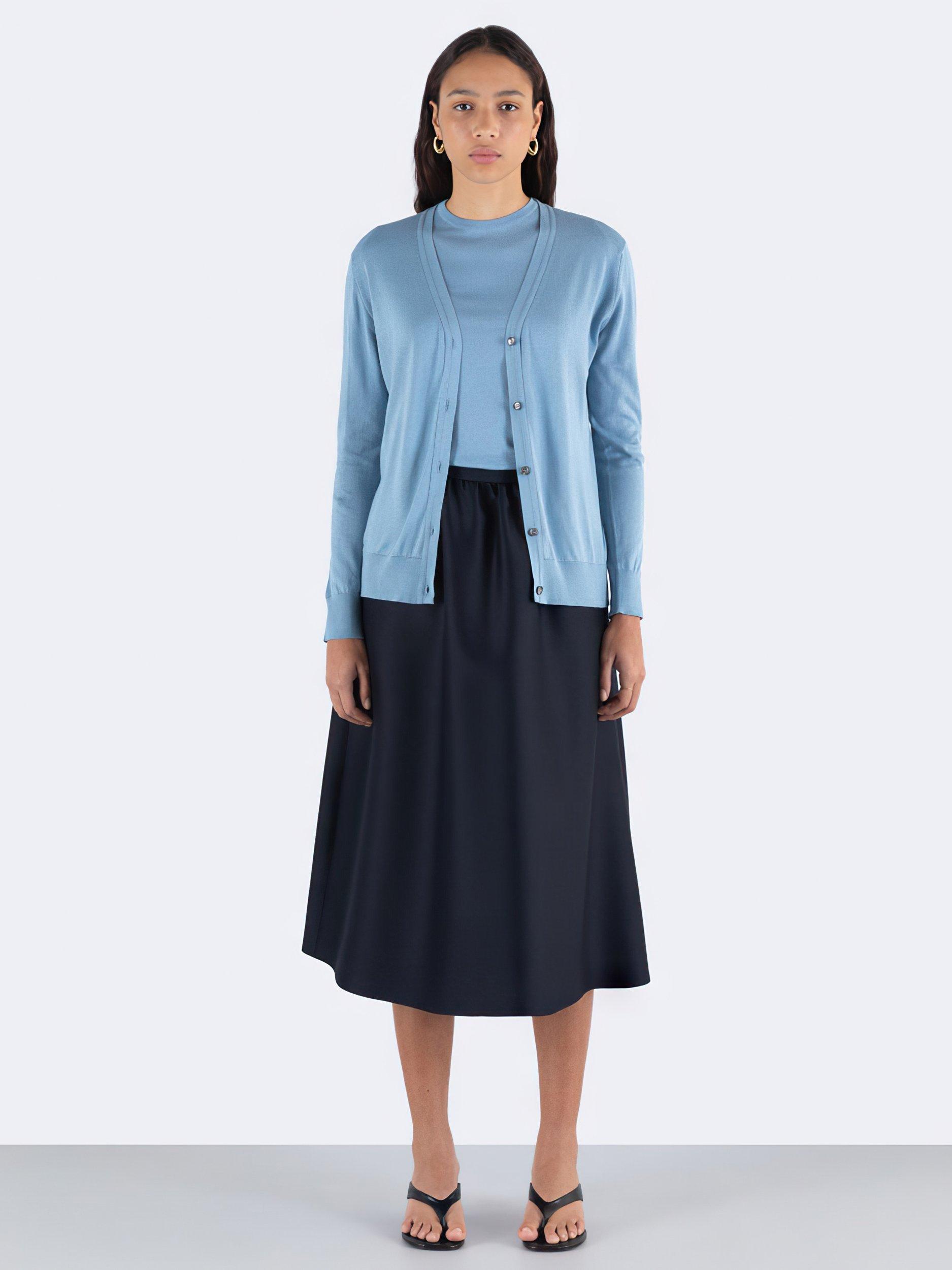Product image 2 of 5, which shows John Smedley Yasmin Cardigan, Sea Glass, S